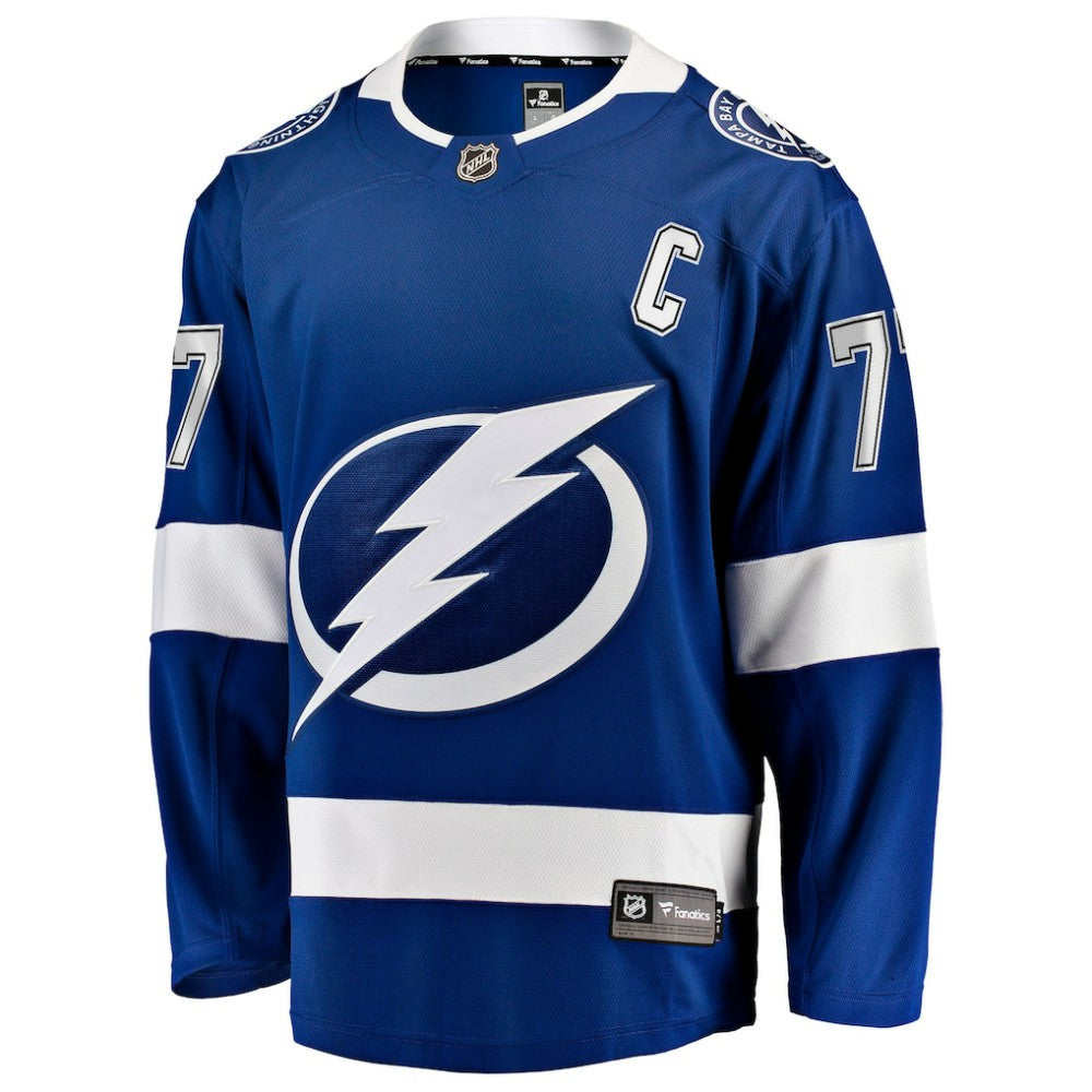 Victor Hedman Tampa Bay Lightning Fanatics Home Captain Patch Breakaway Jersey - Blue | Fanatics Lifestyle