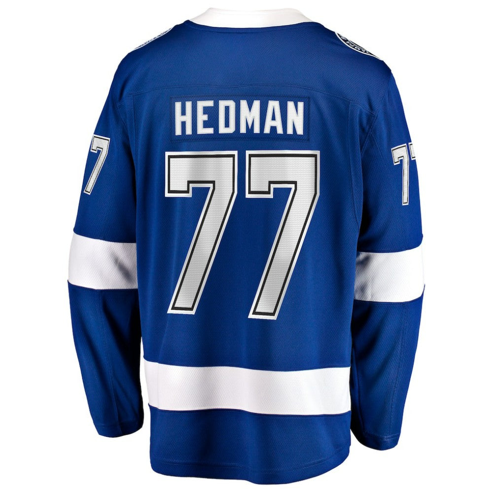 Victor Hedman Tampa Bay Lightning Fanatics Home Captain Patch Breakaway Jersey - Blue | Fanatics Lifestyle