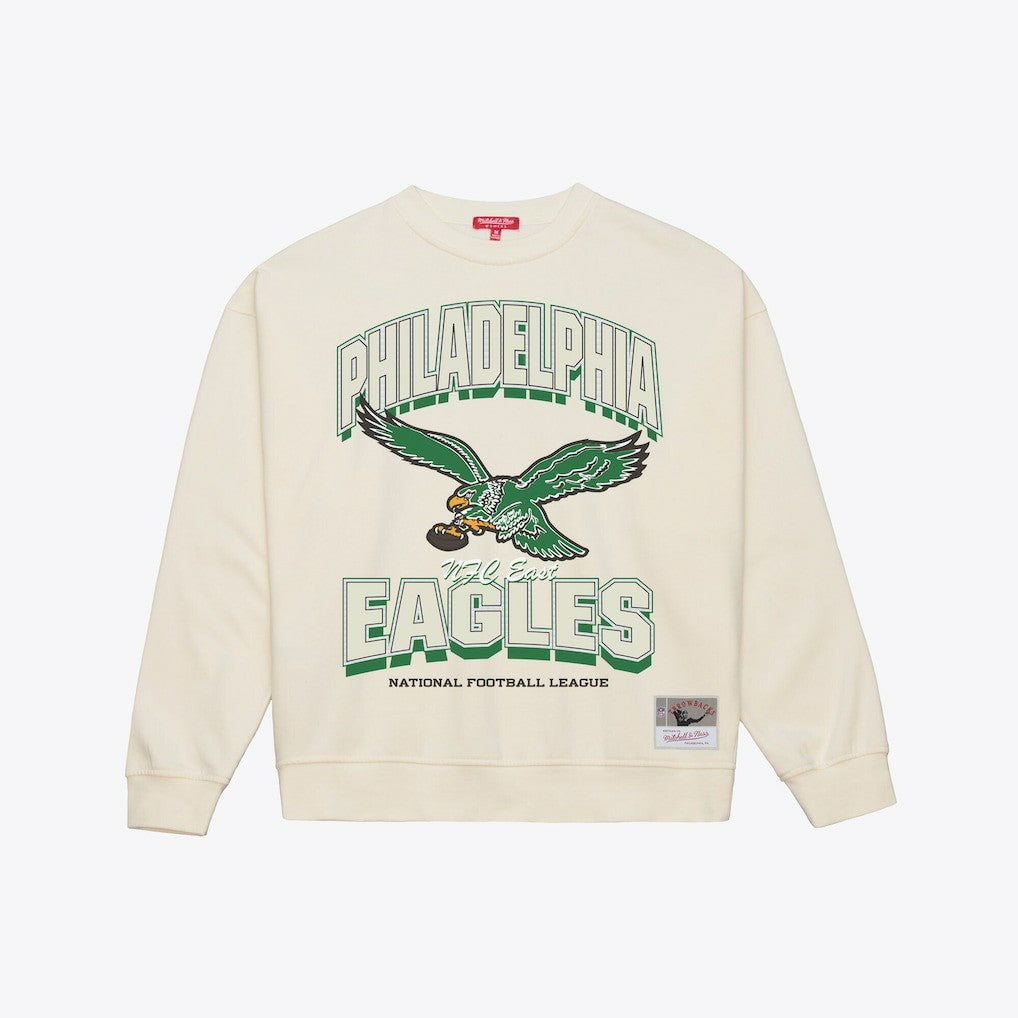 Philadelphia Eagles Women's Tonal Arch Sweatshirt - Cream - Mitchell & Ness