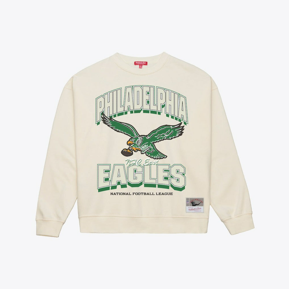 Philadelphia Eagles Women's Tonal Arch Sweatshirt - Cream - Mitchell & Ness