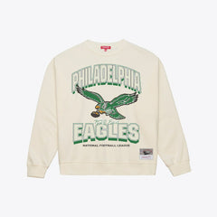 Philadelphia Eagles Women's Tonal Arch Sweatshirt - Cream - Mitchell & Ness