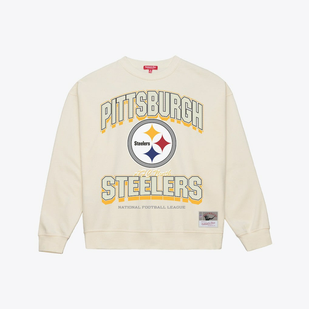 Pittsburgh Steelers Women's Tonal Arch Sweatshirt - Cream - Mitchell & Ness