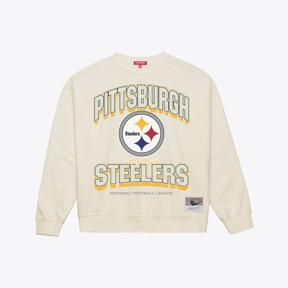 Pittsburgh Steelers Women's Tonal Arch Sweatshirt - Cream - Mitchell & Ness