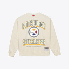 Pittsburgh Steelers Women's Tonal Arch Sweatshirt - Cream - Mitchell & Ness
