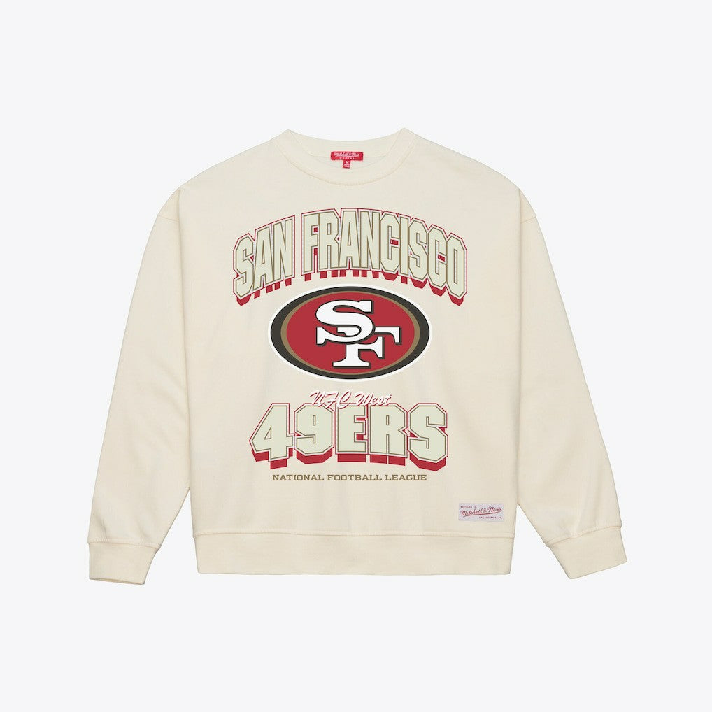 San Francisco 49ers Women's Tonal Arch Sweatshirt - Cream - Mitchell & Ness