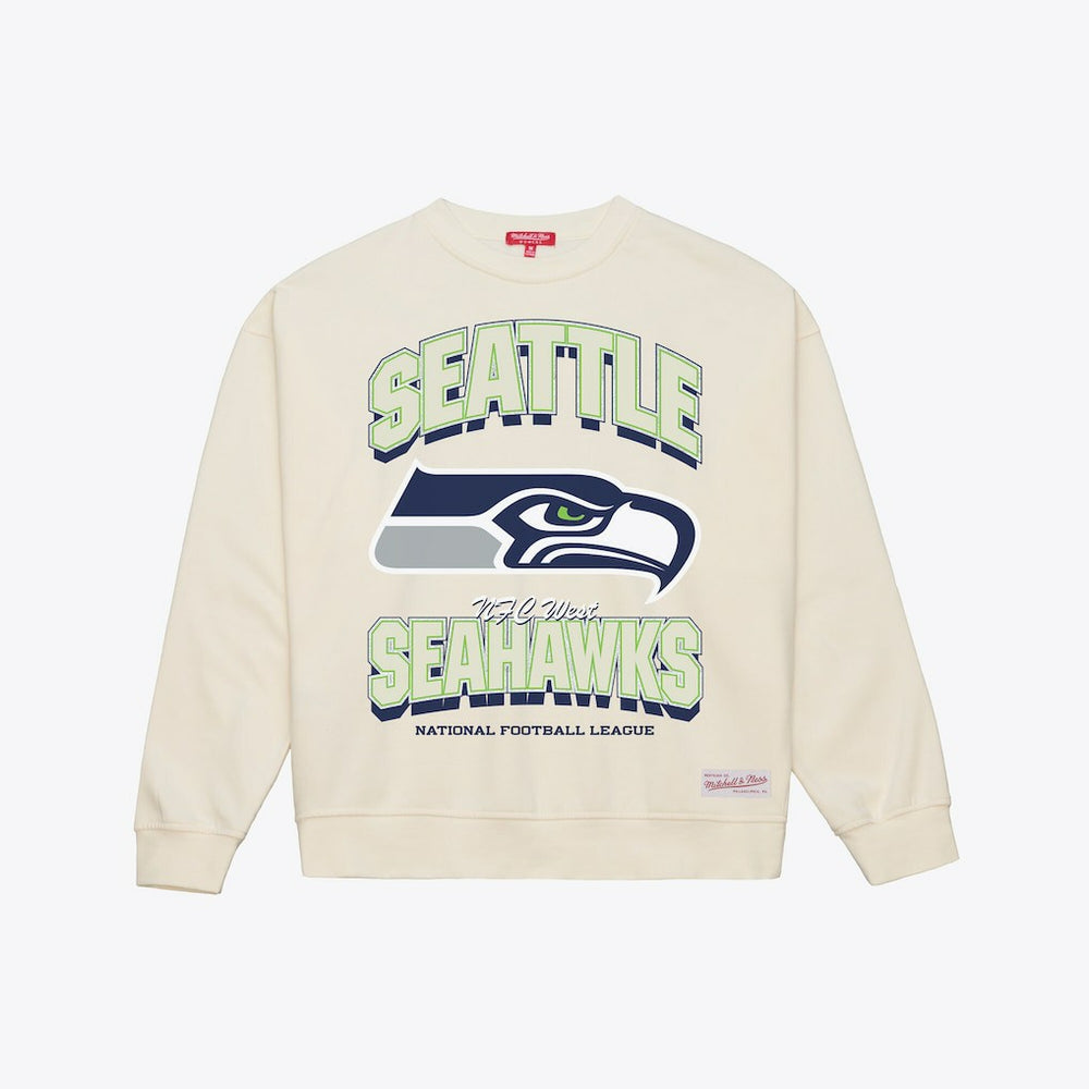 Seattle Seahawks Women's Tonal Arch Sweatshirt - Cream - Mitchell & Ness