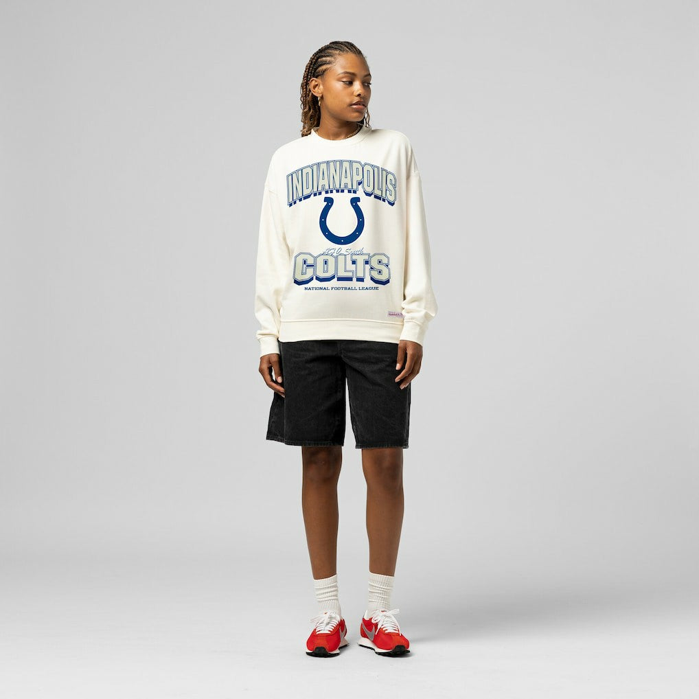 Indianapolis Colts Women's Tonal Arch Sweatshirt - Cream - Mitchell & Ness