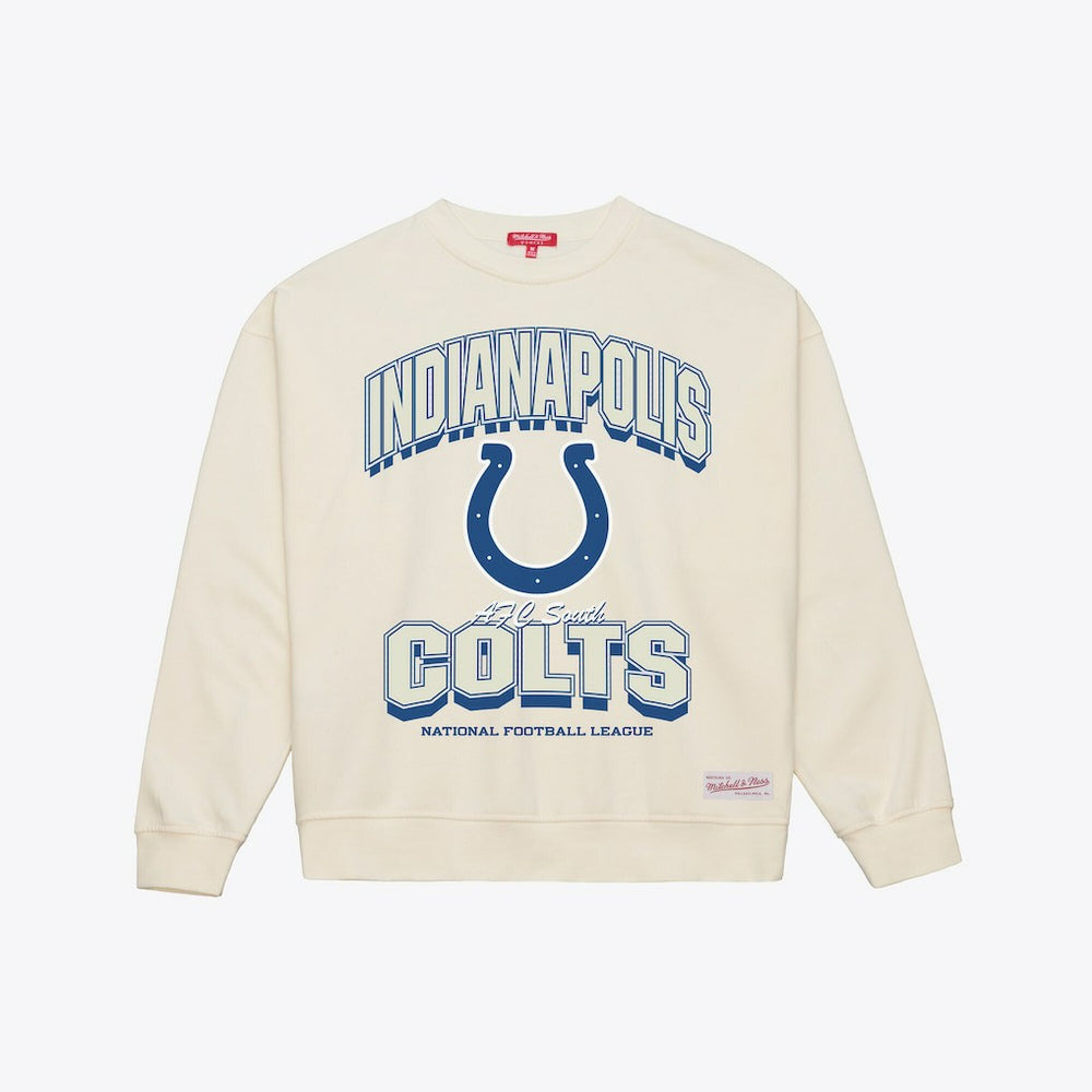 Indianapolis Colts Women's Tonal Arch Sweatshirt - Cream - Mitchell & Ness