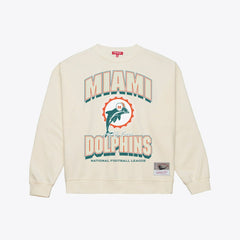Miami Dolphins Women's Tonal Arch Sweatshirt - Cream - Mitchell & Ness