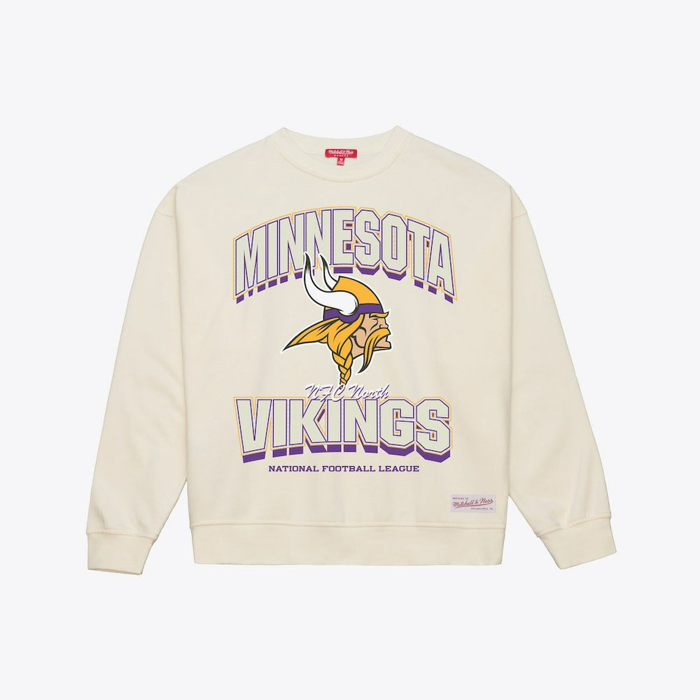 Minnesota Vikings Women's Tonal Arch Sweatshirt - Cream - Mitchell & Ness