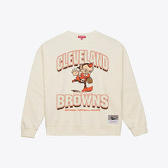Cleveland Browns Women's Tonal Arch Sweatshirt - Cream - Mitchell & Ness