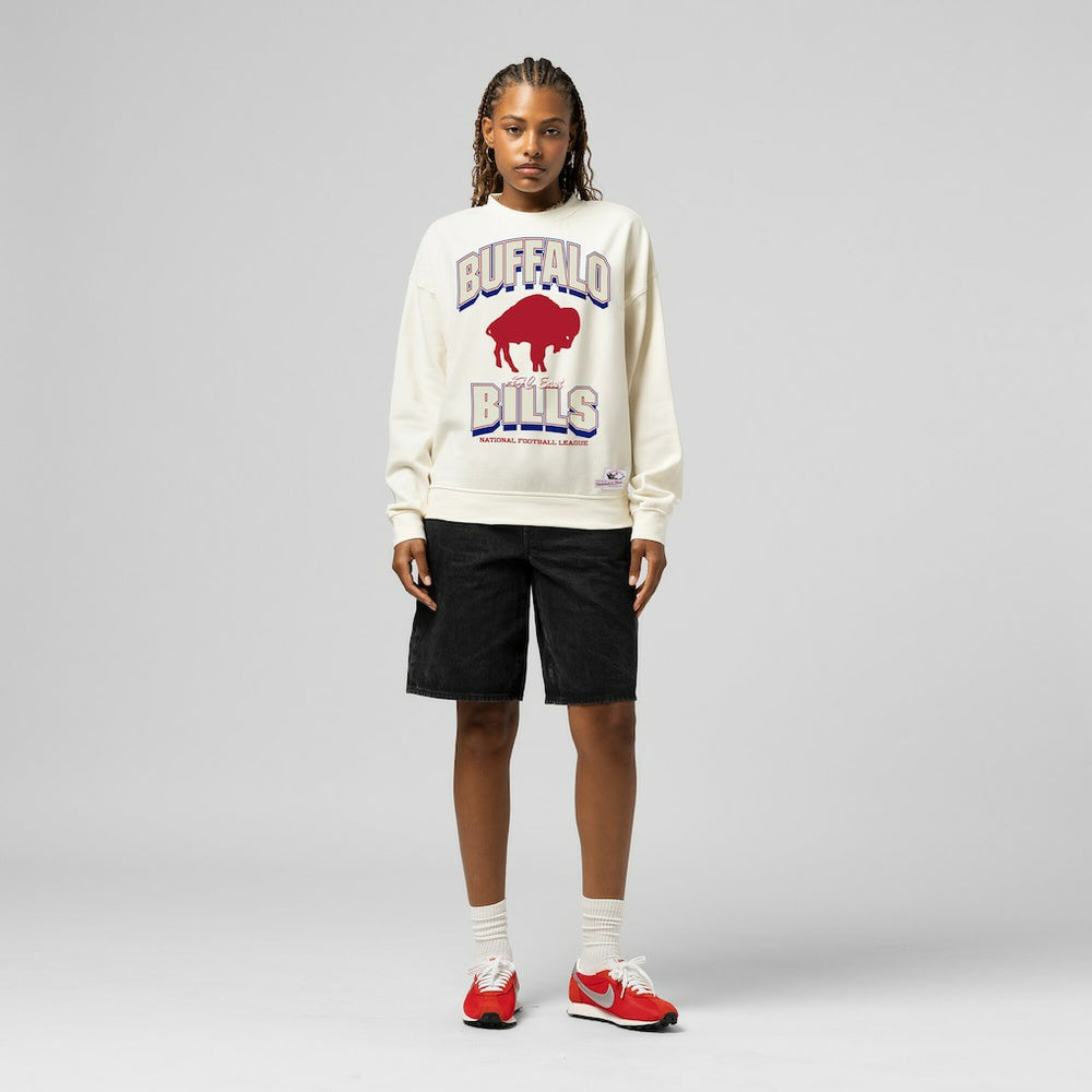 Buffalo Bills Women's Tonal Arch Sweatshirt - Cream - Mitchell & Ness