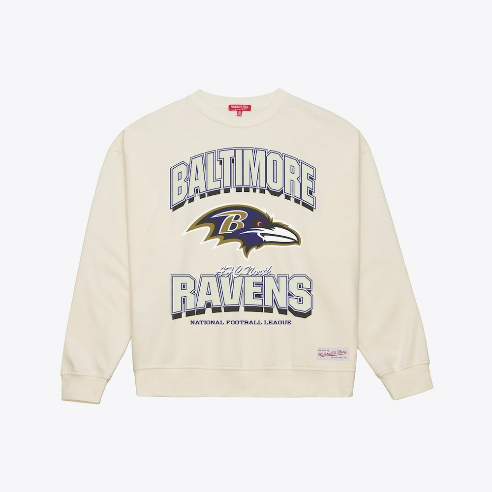 Baltimore Ravens Women's Tonal Arch Sweatshirt - Cream - Mitchell & Ness