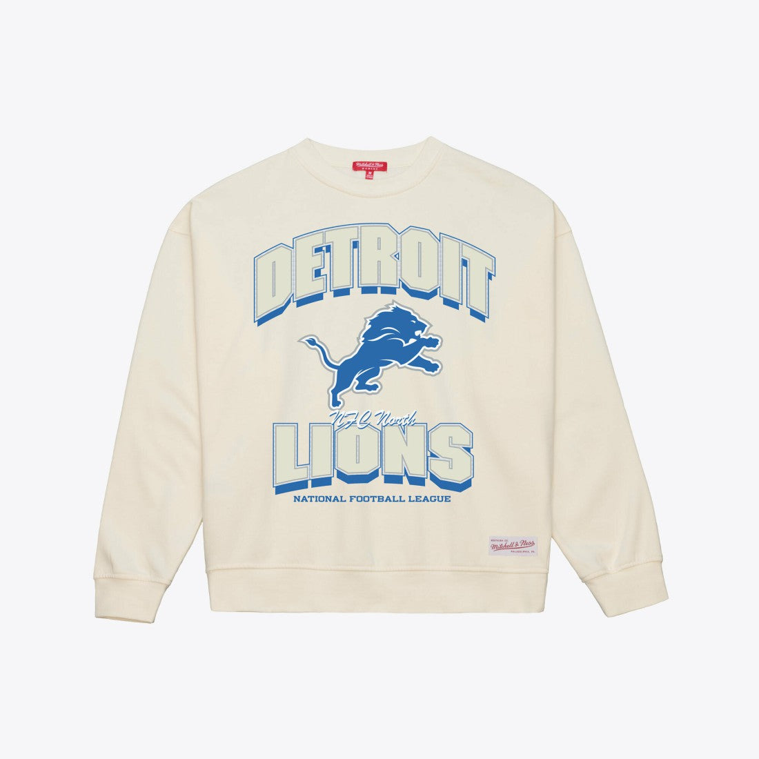 Detroit Lions Women's Tonal Arch Sweatshirt - Cream - Mitchell & Ness