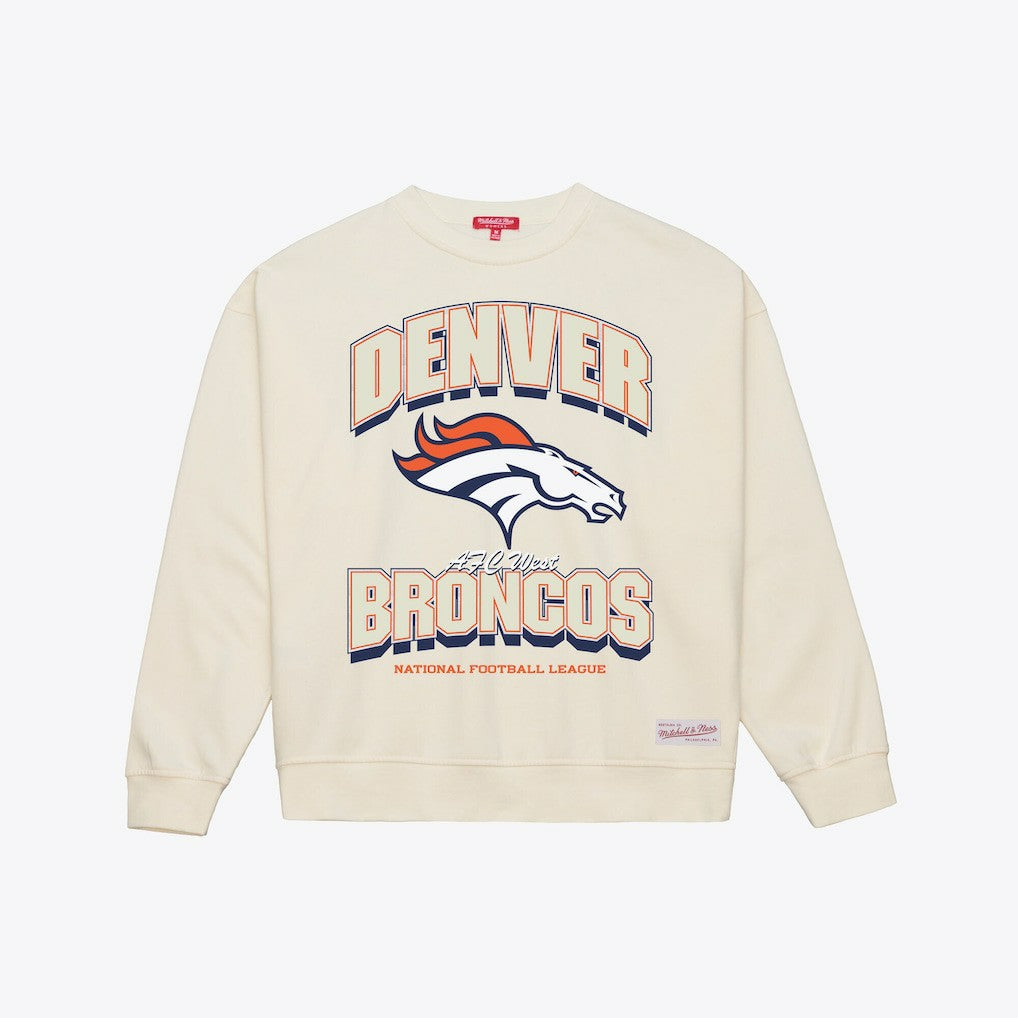 Denver Broncos Women's Tonal Arch Sweatshirt - Cream - Mitchell & Ness