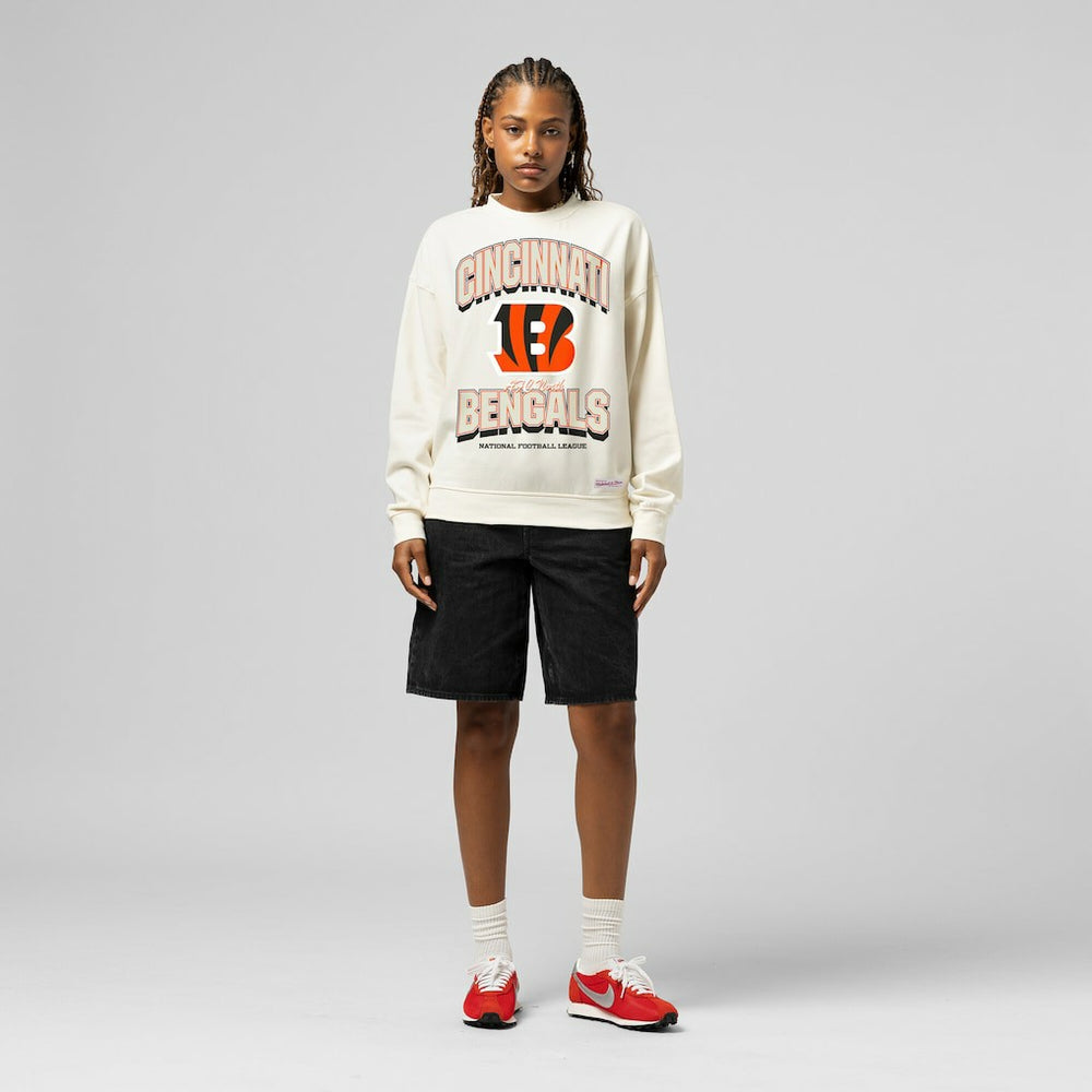 Cincinnati Bengals Women's Tonal Arch Sweatshirt - Cream - Mitchell & Ness