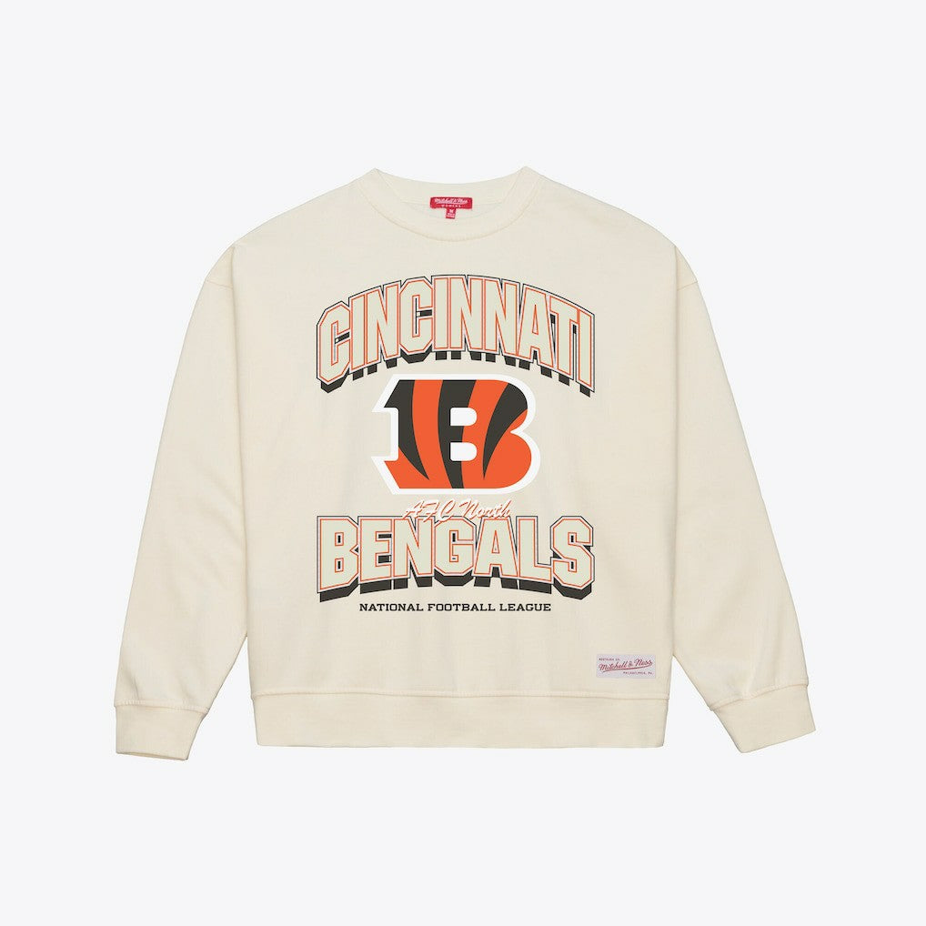 Cincinnati Bengals Women's Tonal Arch Sweatshirt - Cream - Mitchell & Ness