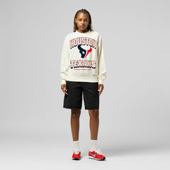 Houston Texans Women's Tonal Arch Sweatshirt - Cream - Mitchell & Ness