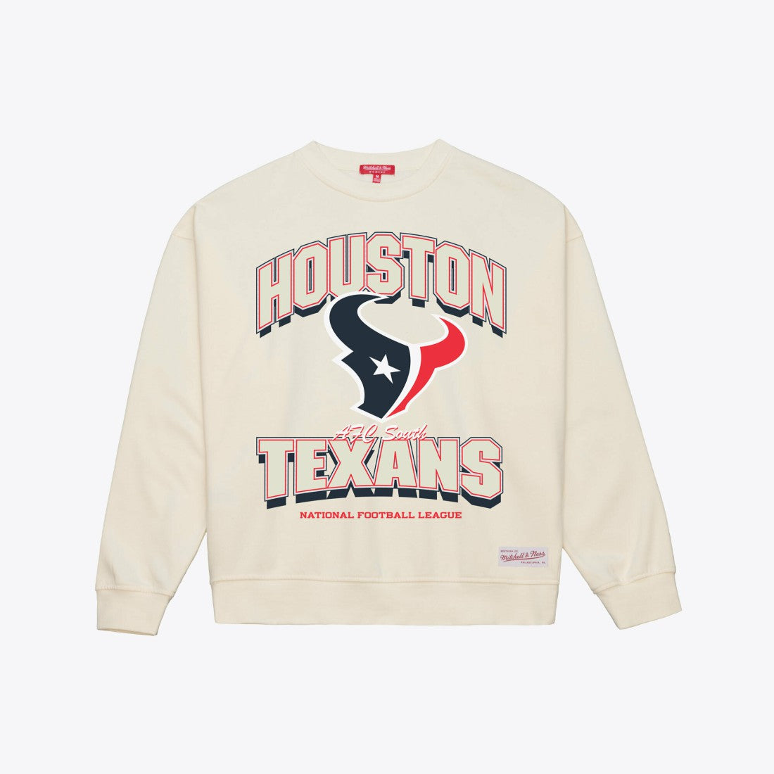 Houston Texans Women's Tonal Arch Sweatshirt - Cream - Mitchell & Ness