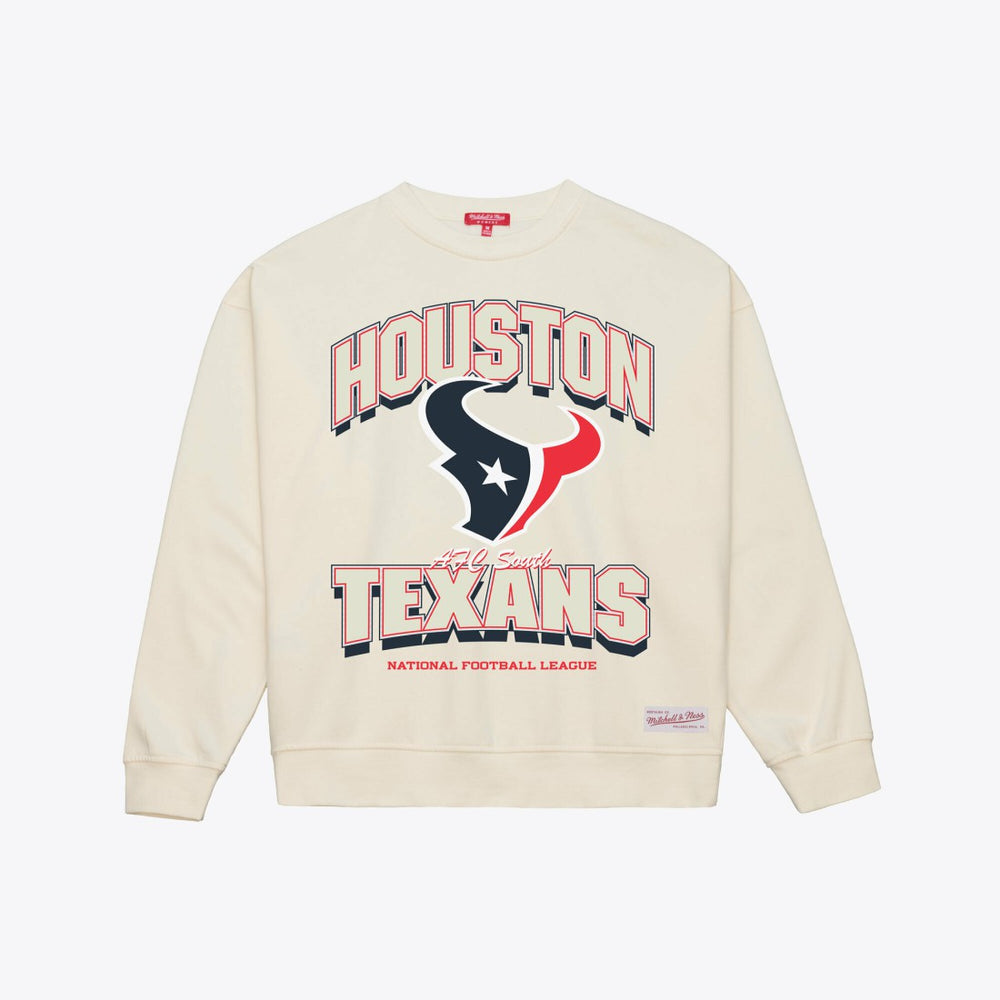 Houston Texans Women's Tonal Arch Sweatshirt - Cream - Mitchell & Ness