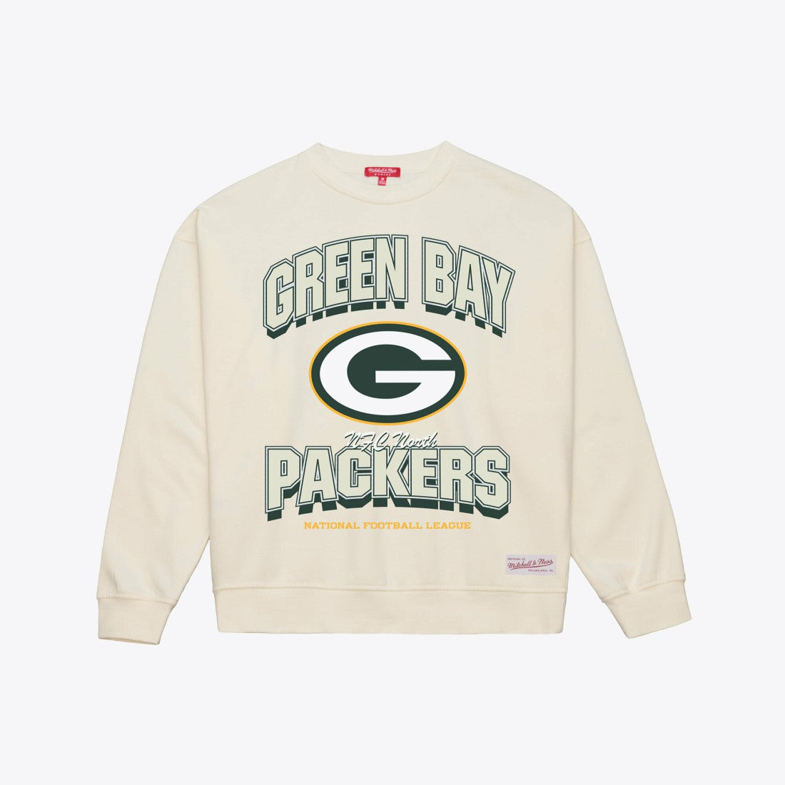 Green Bay Packers Women's Tonal Arch Sweatshirt - Cream - Mitchell & Ness