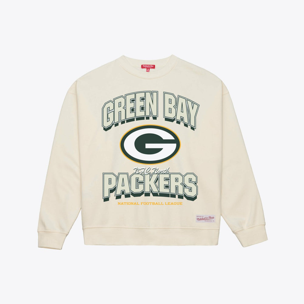 Green Bay Packers Women's Tonal Arch Sweatshirt - Cream - Mitchell & Ness