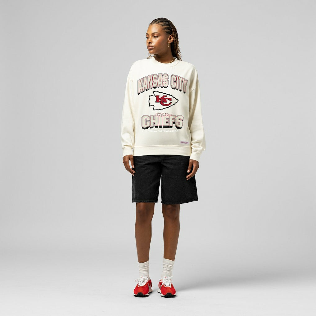 Kansas City Chiefs Women's Tonal Arch Sweatshirt - Cream - Mitchell & Ness