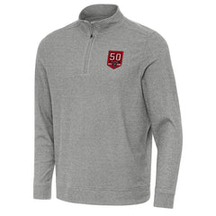 Tampa Bay Buccaneers Antigua 50th Season Subtle Quarter-Zip Sweatshirt - Heather Black - NFL