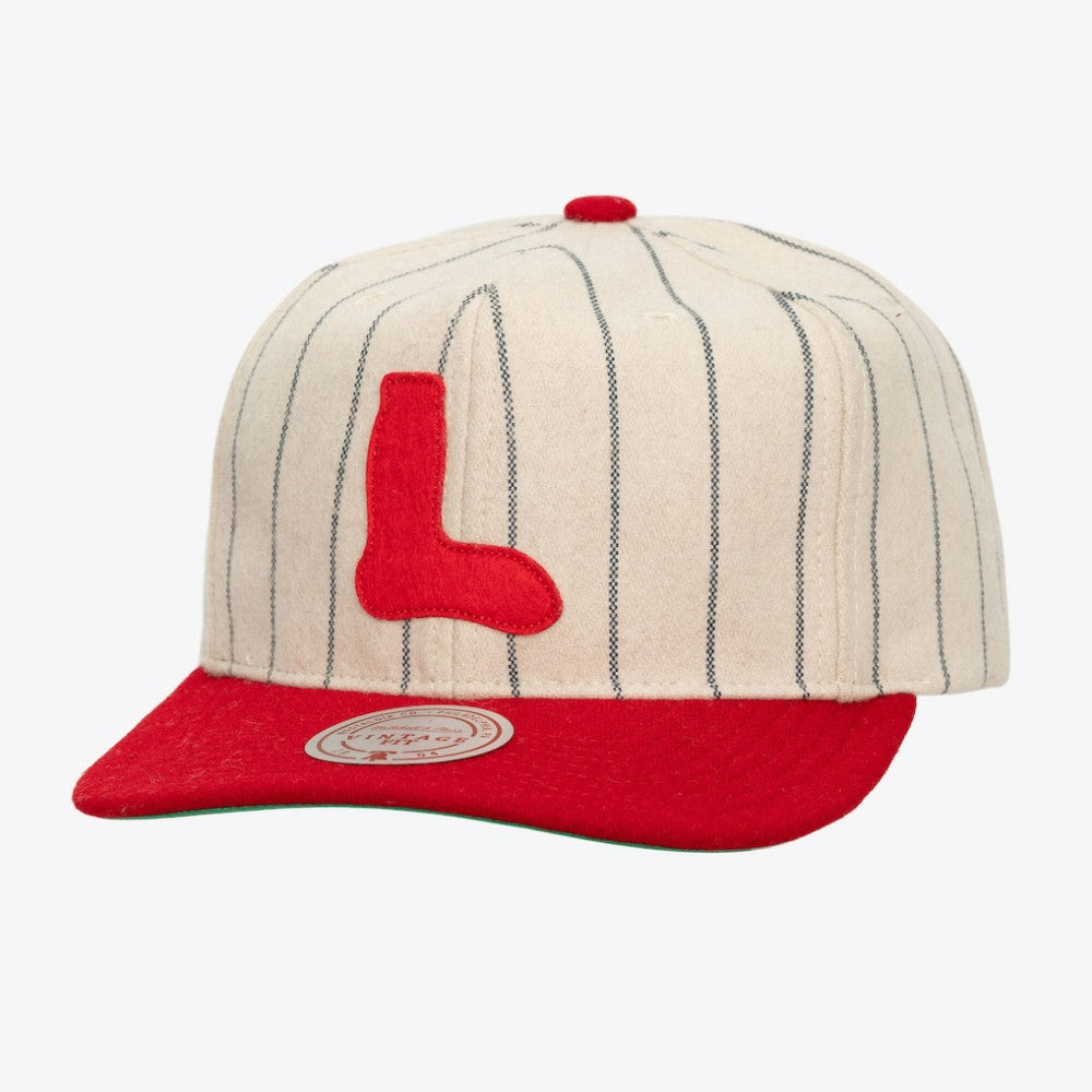 Boston Red Sox Mitchell & Ness Unisex Vintage Ground Melton Wool Pinstripe Adjustable Hat for sale