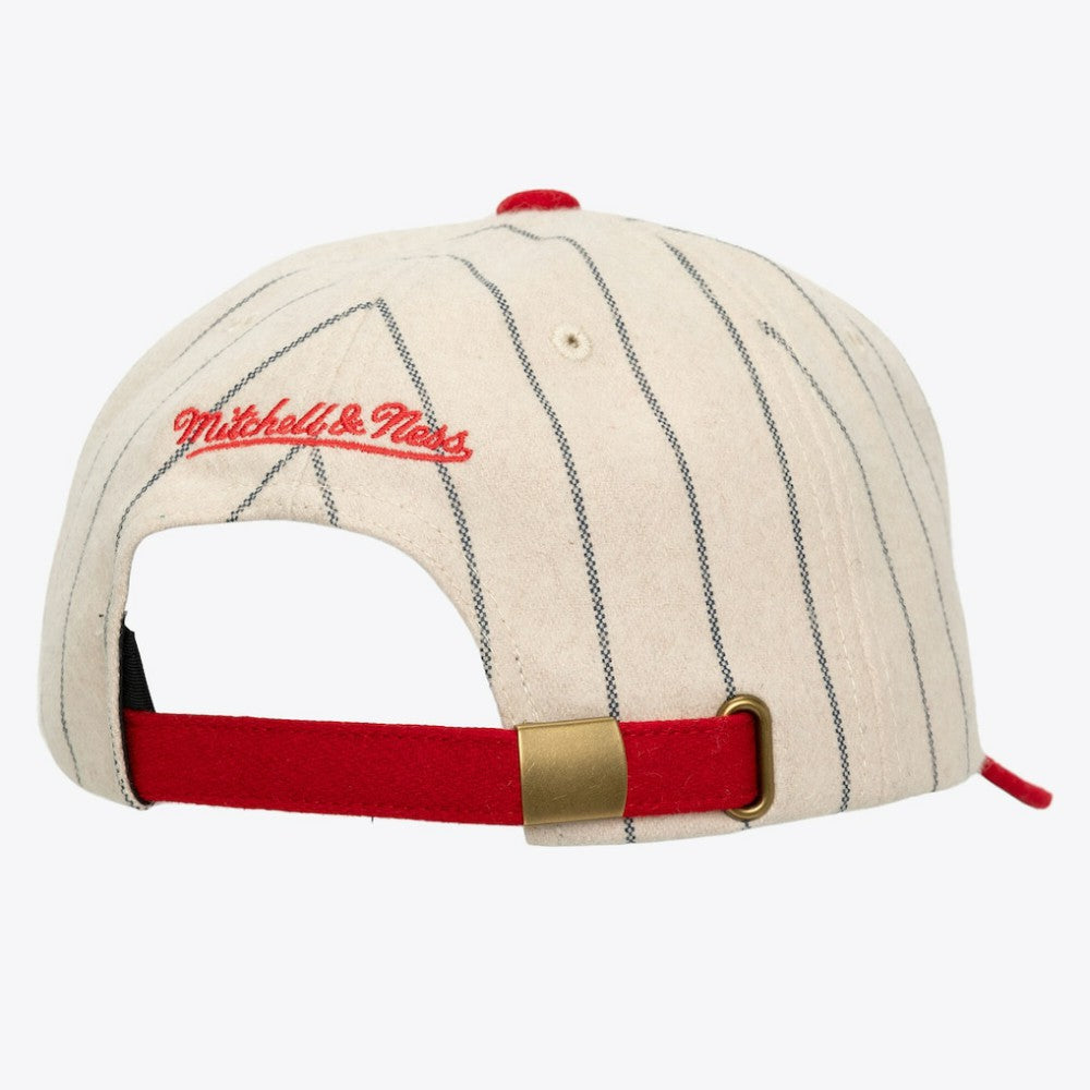 Boston Red Sox Mitchell & Ness Unisex Vintage Ground Melton Wool Pinstripe Adjustable Hat for sale