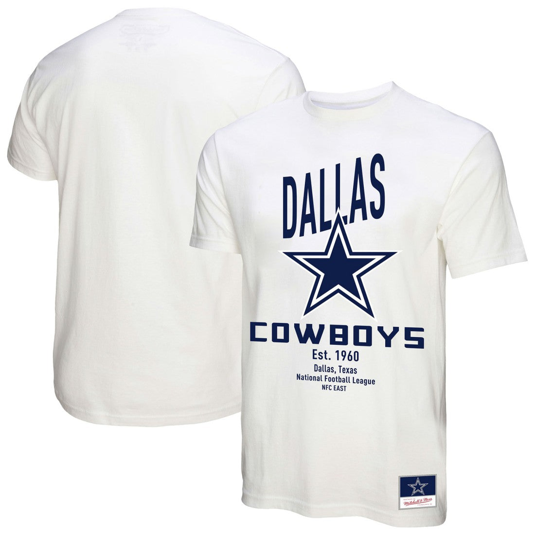 Dallas Cowboys Women's Logo Rise Boyfriend T-Shirt - White - Mitchell & Ness
