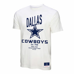 Dallas Cowboys Women's Logo Rise Boyfriend T-Shirt - White - Mitchell & Ness