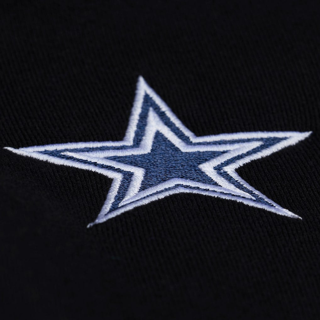 Dallas Cowboys Women's Cropped Long Sleeve Rugby Polo - Black - Mitchell & Ness