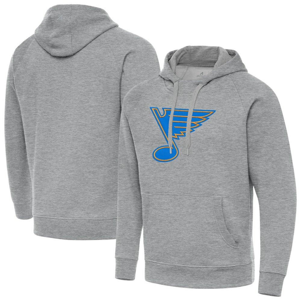 St. Louis Blues Antigua Victory Pullover Hoodie - Heather Gray | NHL Clearance
