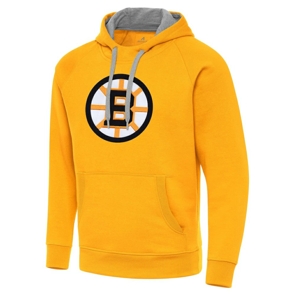 Boston Bruins Antigua Victory Pullover Hoodie - Gold | NHL Lifestyle