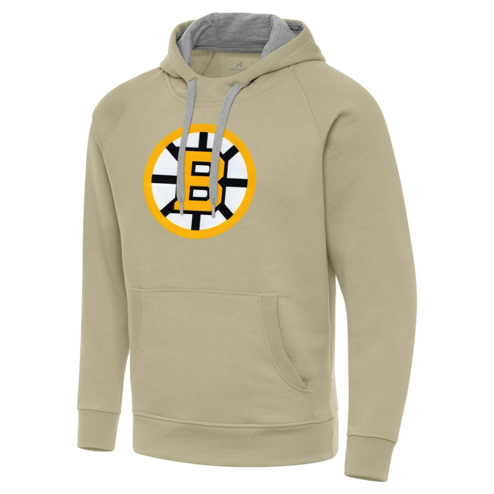 Boston Bruins Antigua Victory Pullover Hoodie - Khaki | NHL near me
