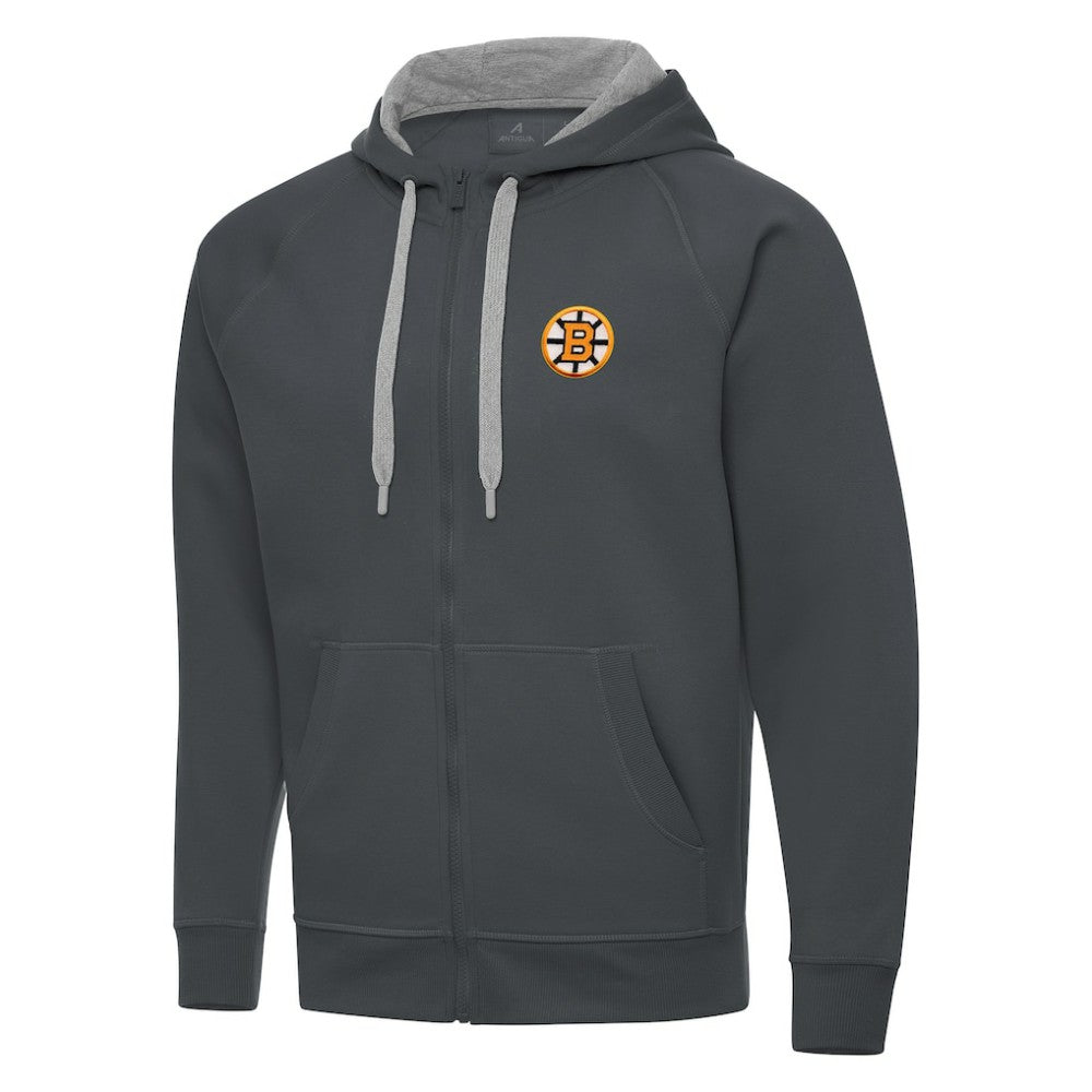 Boston Bruins Antigua Victory Full-Zip Hoodie - Charcoal | NHL Clearance