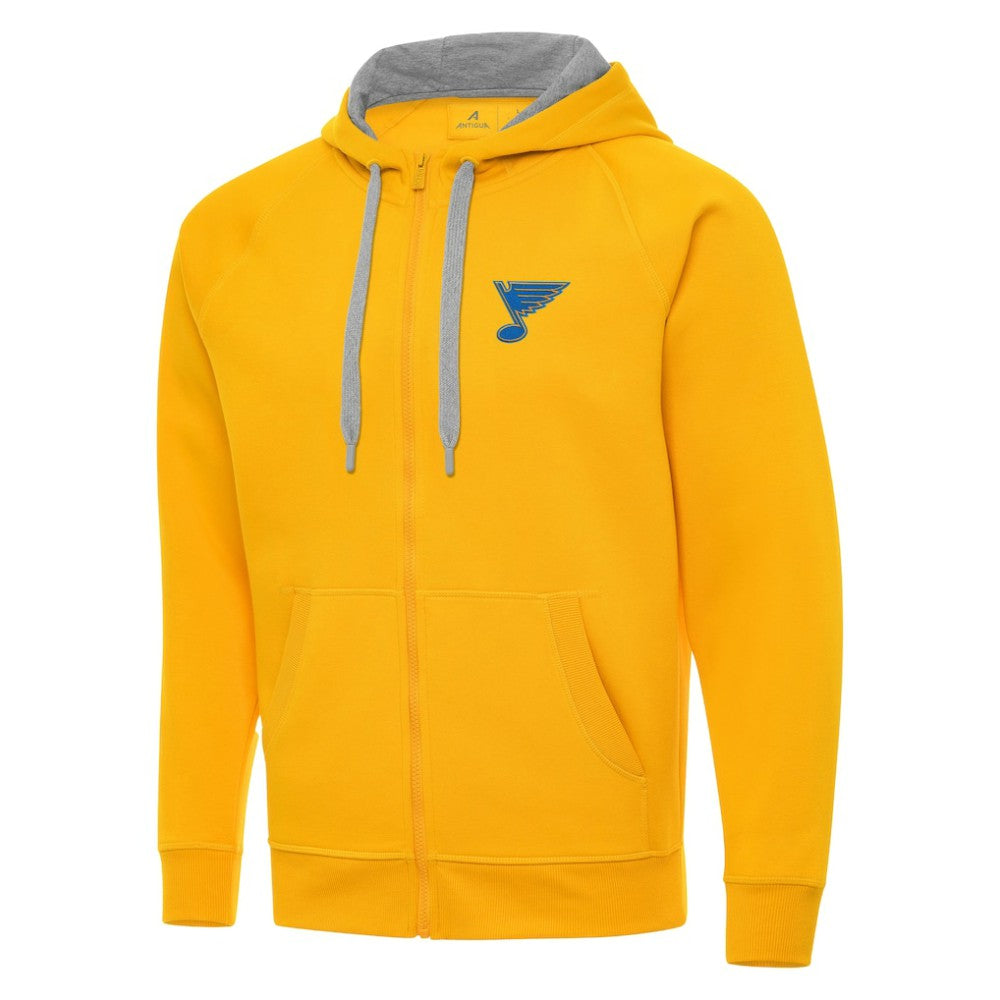 St. Louis Blues Antigua Victory Full-Zip Hoodie - Gold | NHL Lifestyle
