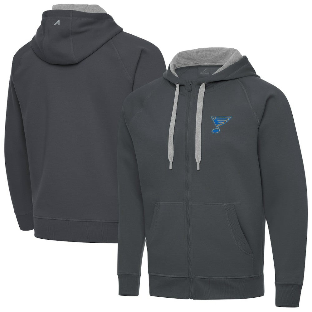 St. Louis Blues Antigua Victory Full-Zip Hoodie - Charcoal | NHL online