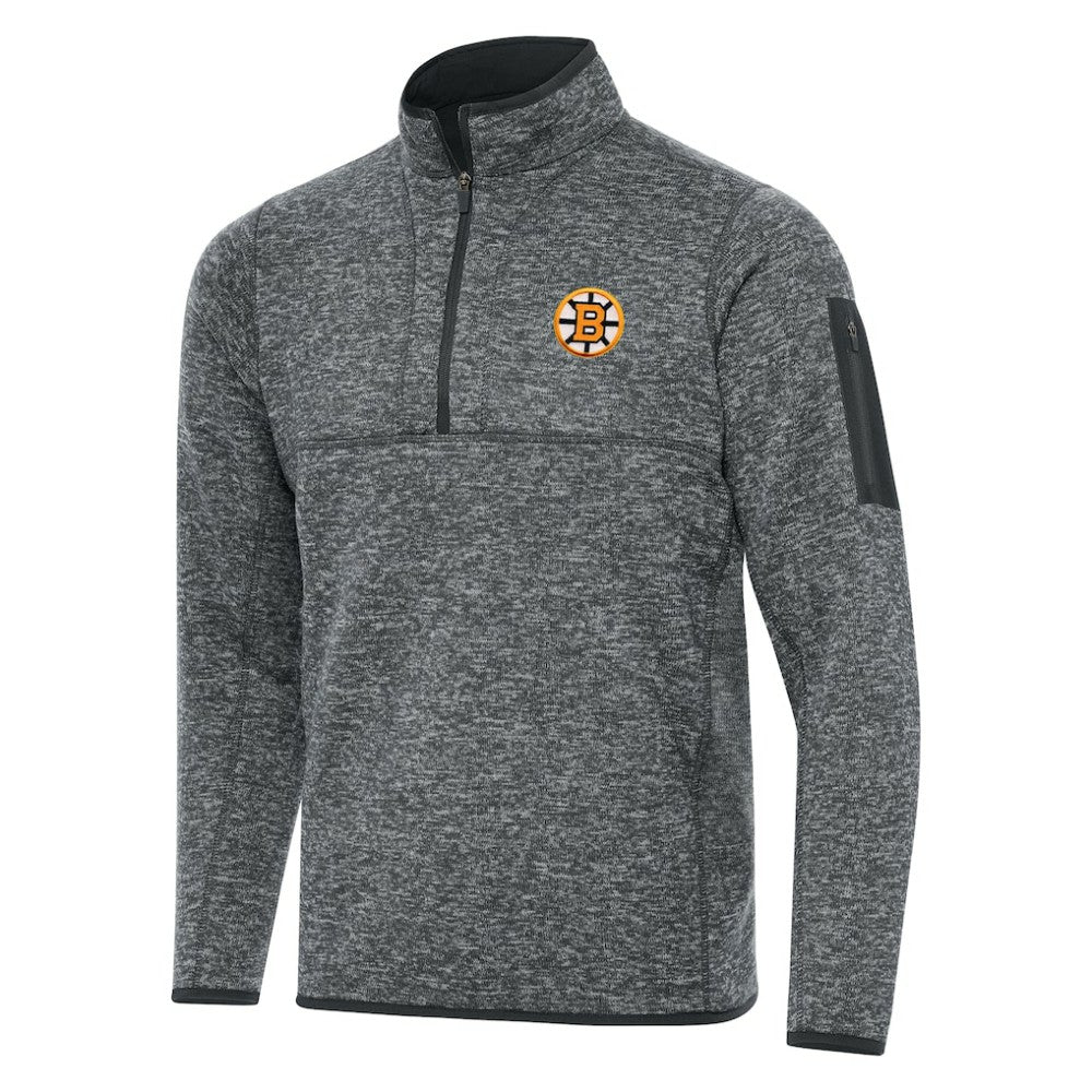 Boston Bruins Antigua Fortune Quarter-Zip Pullover Jacket - Heather Black | NHL online
