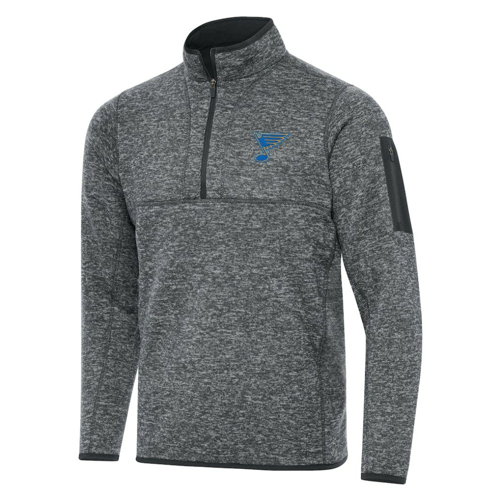 St. Louis Blues Antigua Fortune Quarter-Zip Pullover Jacket - Heather Gray | NHL online