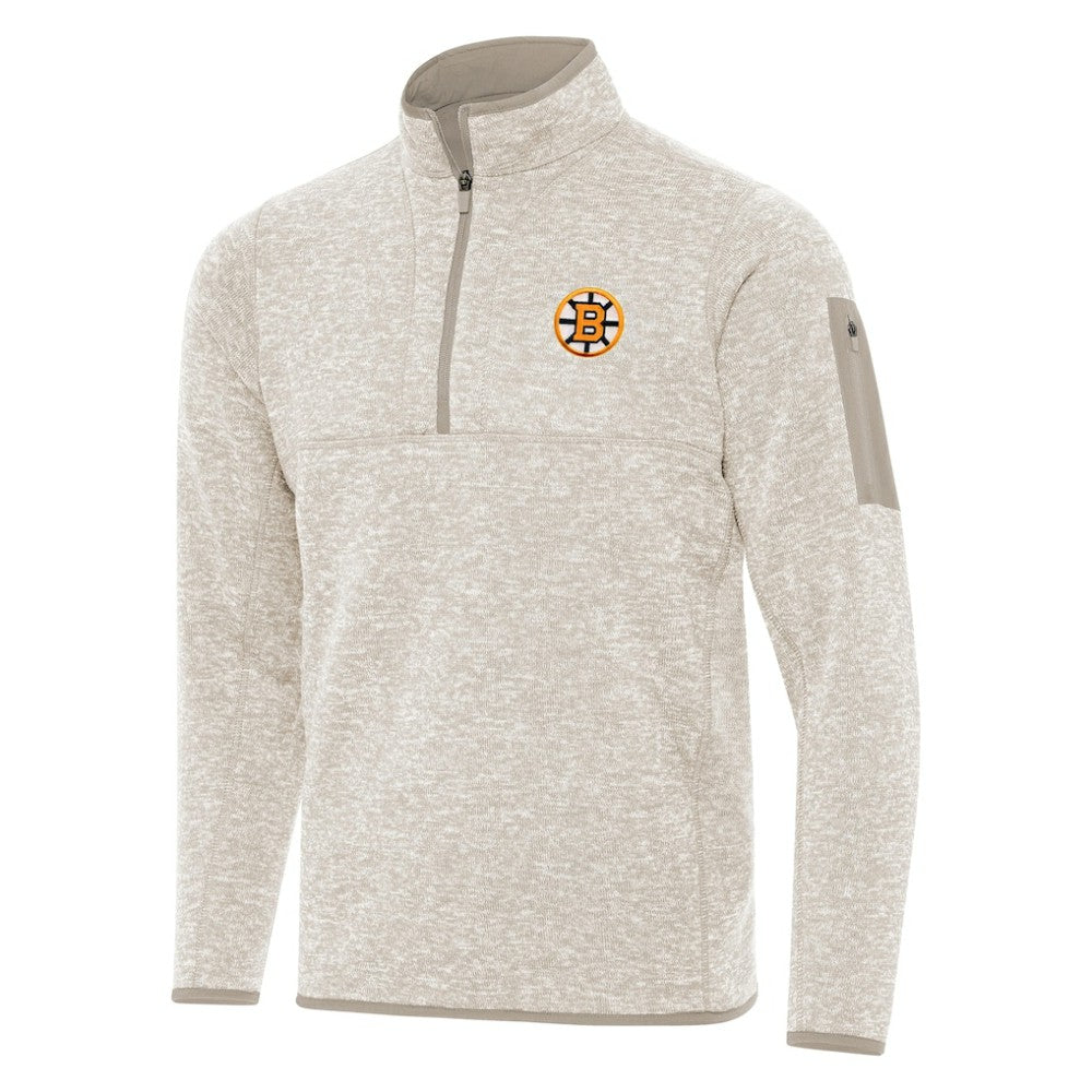 Boston Bruins Antigua Fortune Quarter-Zip Pullover Jacket - Oatmeal | NHL online