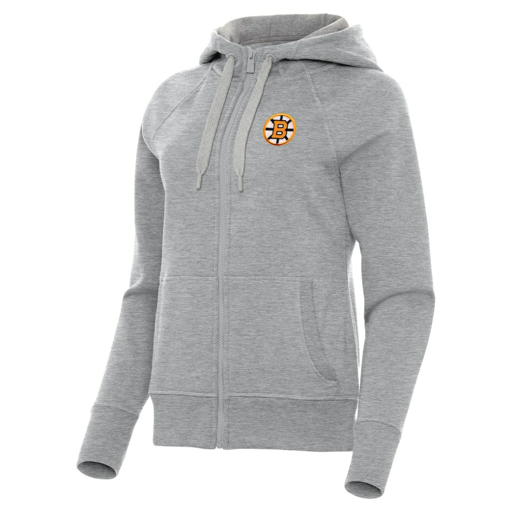 Boston Bruins Antigua Women's Victory Full-Zip Hoodie - Heather Gray | NHL near me