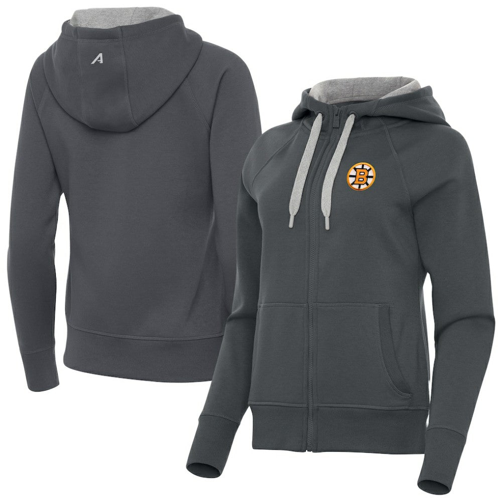 Boston Bruins Antigua Women's Victory Full-Zip Hoodie - Charcoal | NHL online