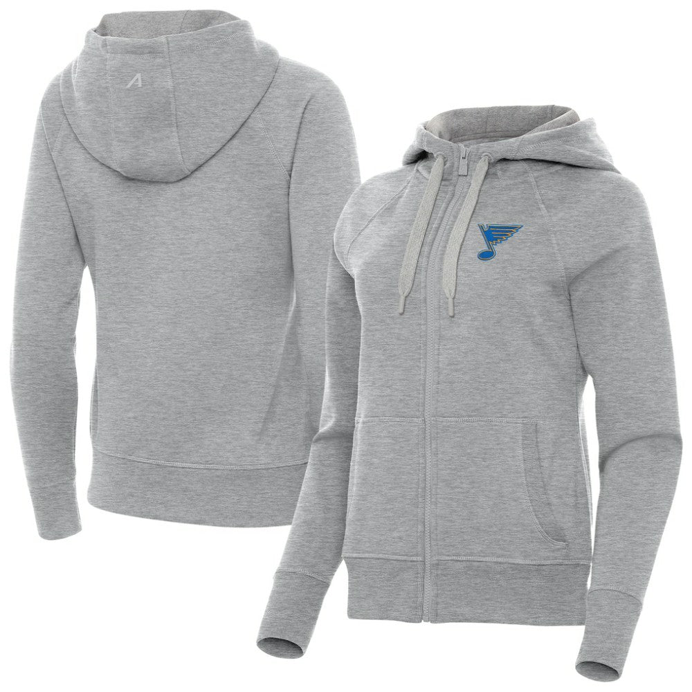 St. Louis Blues Antigua Women's Victory Full-Zip Hoodie - Heather Gray | NHL near me