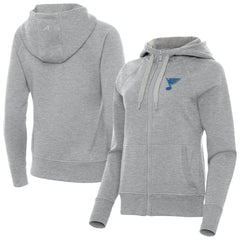 St. Louis Blues Antigua Women's Victory Full-Zip Hoodie - Heather Gray | NHL near me