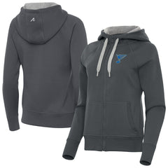 St. Louis Blues Antigua Women's Victory Full-Zip Hoodie - Charcoal | NHL Lifestyle