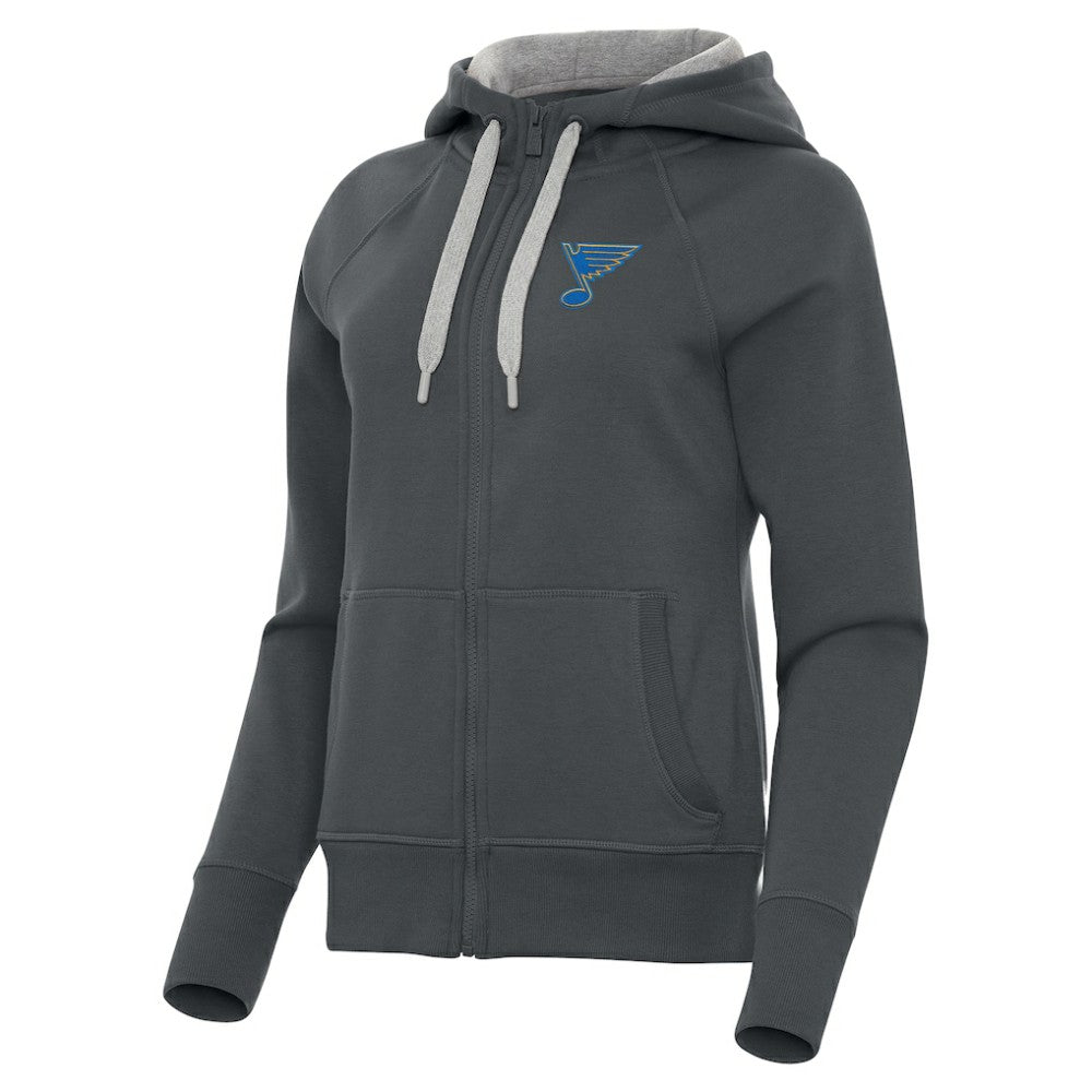 St. Louis Blues Antigua Women's Victory Full-Zip Hoodie - Charcoal | NHL Lifestyle