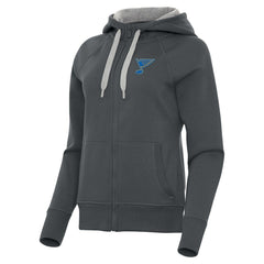 St. Louis Blues Antigua Women's Victory Full-Zip Hoodie - Charcoal | NHL Lifestyle