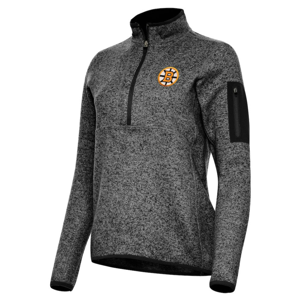 Boston Bruins Antigua Women's Fortune Half-Zip Pullover - Heather Black | NHL near me